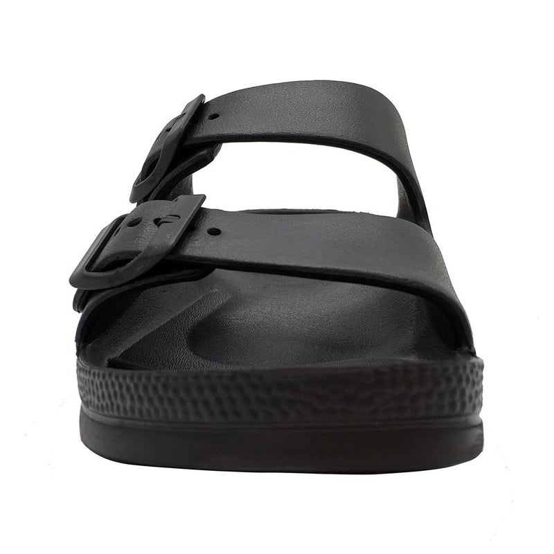 FUNKYMONKEY Men's Comfort Slides Double Buckle Adjustable EVA Flat Sandals (11 M US, Black/SPK) - Image 3